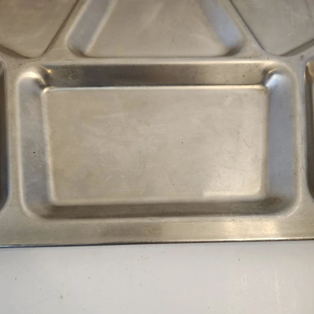 Vintage‎ US Navy USN Heavy Double Layer Riveted Steel Compartment Food Tray